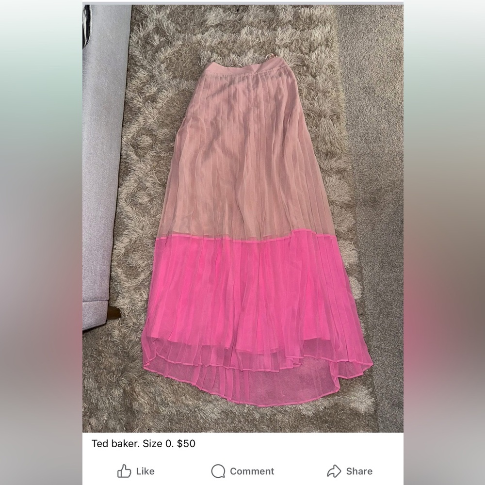 Ted Baker Pink Tiered Maxi Skirt A-Line Resort Wear